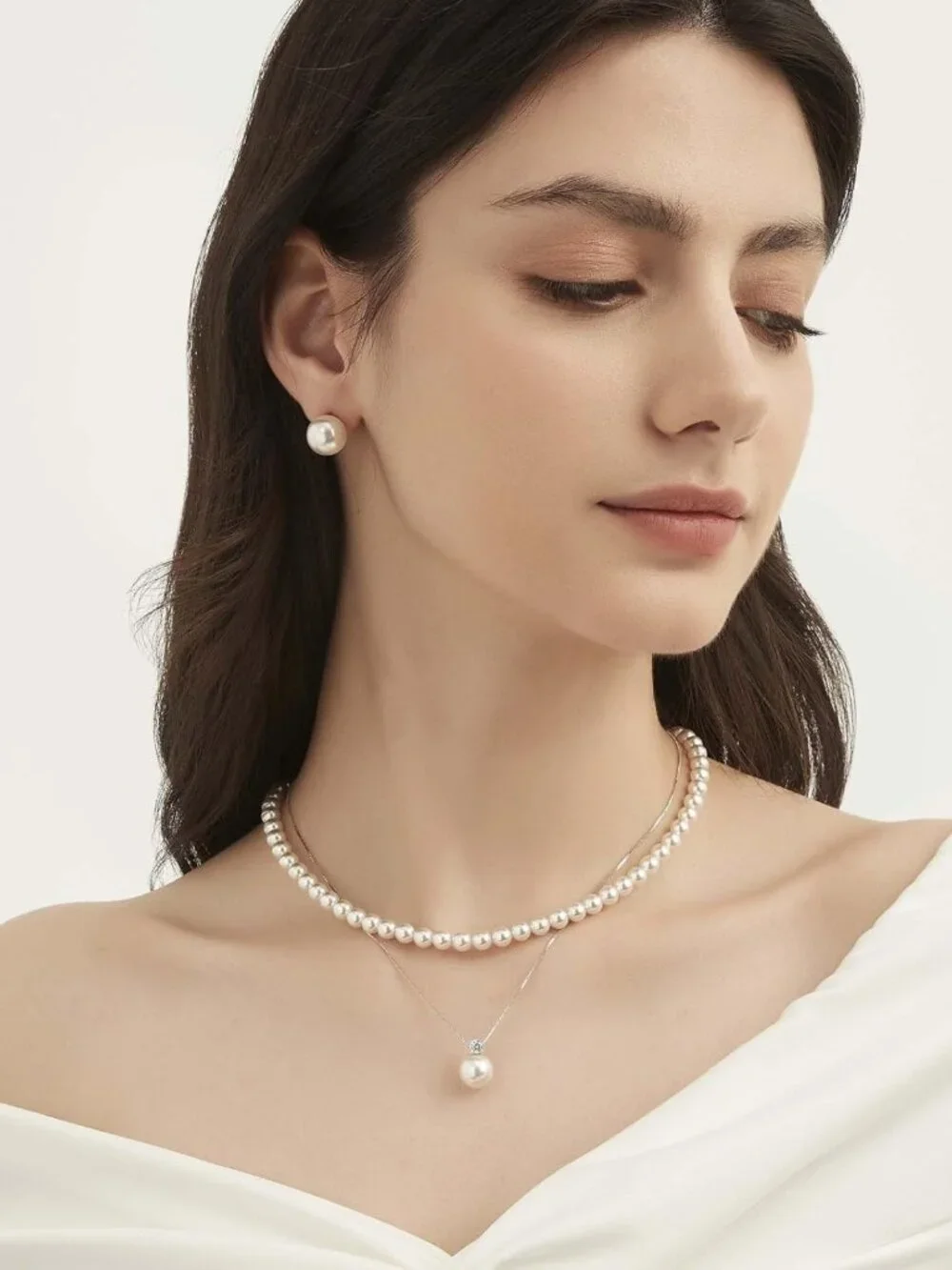 Dainty 925 Sterling Silver Pearl Necklace with CZ Pendant - Perfect for Weddings